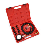 12pcs Engine Oil Pressure Test Kit Tester Car Garage Tool Low Oil Warning Devices with ABS Material, Black+Red Color, 0-10bar