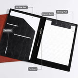 PU Leather A4 File Folder Clipboard With Card Holder Magnetic Buckle Business Meeting Contract Clamp Pen Insert File Organizer