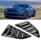 Glossy Black Side Window Louvers Air Vent Cover for Chevy Camaro 2016-2020 Coupe 2-Door ABS Plastic Rear Quarter Window Shade