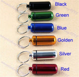 50pcs Waterproof Aluminum Pill Box Case Bottle Cache Drug Holder Keychain Container