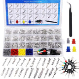 729Pcs Automotive Pin Connectors Kit, 1/1.5/1.8/2.2/2.3/2.8/3.5mm Male&Female Wire Pins, Non Insulated Wire Terminal Pin Kit.