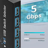 4 In 4 Out KVM USB3.0 Hub Switch Shared USB2.0 Printer Splitter Switcher Controller Adapter for PC Laptop Keyboard Mouse Monitor