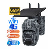 4G Solar Powered Trail Camera PTZ Camera with 12X PIR Human Detection HD 6MP IP Camouflage WIFI Cameras For Outdoor Security