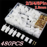480PCS 2.8mm 2 3 4 6Pin Motorcycle Wire Connector Housing Terminal Male Female Plug Pin Header Crimp Wire Terminal Connector Kit