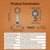 Aluminum Alloy Magnetic Phone Tripod Holder Foldable Carabiner Clip Phone Handle Holder 360° Rotating for iPhone/Xiaomi/Samsung