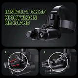 NV8160 Head Mounted Night Vision Goggles Binocular With Helmet 400 Meters Range, Built-in Rechargeable Battery for Hunting