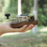Vintage Style Morse Code Telegraph Key - Black Walnut & Stainless Steel CW Paddle, with Sound/Light Module & Ergonomic Design