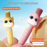 Children's Multifunctional Microphone Colorful Light Effect Cartoon Cute Pet Bluetooth Connection TF Card Mode Voice Changing