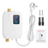 Instant Water Heater 220V 3500W White Mini Electric Tankless Hot Water Heater with LCD Display for Shower Bathroom Kitchen