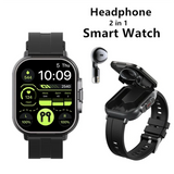 ! 2 in 1 Wireless Bluetooth Smart Watch Noise Cancelling Wristwatch with Earbud Heart Rate NFC Health Monitoring-A