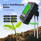 6 in 1 Soil Tester PH Meter Sunlight Ambient Humidity Temp Soil Moisture Tester Nutrient Fertility Detector Garden Soli Analyzer