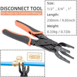 Multi-Sized Push-to-Connect Push-fit Disconnect Tong Clamp Tool For 1/2'' 3/4'' 1'' Inch Pipe PEX CPVC Copper Pipe Removing Tool
