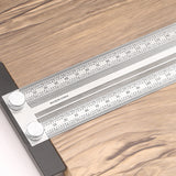 Stainless Steel High-Precision Scale Ruler T-Type Hole Ruler Right Angle Ruler Multifunctional Woodworking Scribing Mark Line