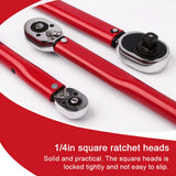 Adjustable Torque Wrench 1/4 Inch Drive 5-25N.m Red Black Silver Metal Hand Tool 270mm 10.6in Spanner for Bicycle Motorbike Car