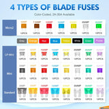 372 PCS Car Fuses Assortment Kit Standard Mini LP Micro2 Blade ATO ATC APS ATS APR 2A 5A 7.5A 10A 15A 20A 25A 30A 35A  Fuses