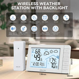 Baldr Wireless Weather Station Digital DCF Wall Table Atomic Alarm Clock Hygrometer Thermometer Frost Alert Forecast Sensor -40C