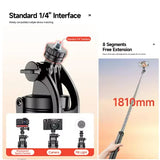 Selfie stick tripod, anti shake and retractable phone holder, portable travel Bluetooth live streaming camera tool
