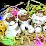 2025 New Miniature Nativity Scene Figurine Illuminated LED Wooden Manger Scene Ornament for Festival Christmas Decoration