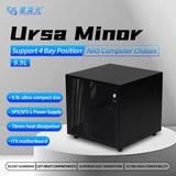 Ursa Minor NAS Chassis 4 Bay Mini-ITX Case, 9.9L Compact Design Supports SFX/SFX-L PSU & 70mm CPU Cooler for Home Server Storage