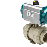 Sanitary UPVC Double Union Pneumatic Actuated 2Way Straight  Through Plastic Ball Valve Air Actuated