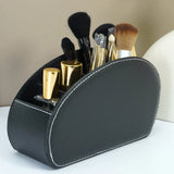 Fashion PU Leather Remote Control Storage Box Five Grids Classified Storage Cosmetics Brush Holder Desktop Organizer Pen