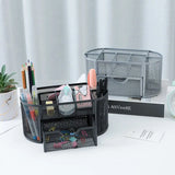 Office School Supplies With Drawer 9-Grid Storage Desk Organizer Stationery Container Metal Mesh Pen Holder