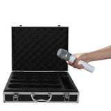 Microphone Case Studio with Sponge Lining Impact Resistant Instrument Box Singing Professional Hard Shell Mic Case for 4/8 Mics