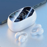 New Mirror Surface Digital Display Soft Silicone Ear Clip Wireless Bluetooth Headphones with Noise Reduction, High-Definition