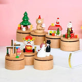 New Rotating Wooden Music Boxes Christmas Santa Gift Theme Handcrafted Melodys Home Decoration Present
