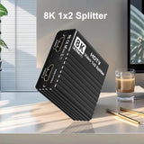 8K 1x2 HDMI Splitter 1 IN 2 Out Dual Display 1 To 2 Splitter 8K60hz 4K120hz 1080P240hz Video Distributor for PS5 Laptop PC To TV