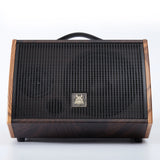 Outdoor Guitar Amplifier Set, Active Speaker With Rechargeable Wireless Microphone Set Wood 100W Bluetooth Speaker