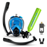 Diving Tank with Snorkel Mask 0.5L Mini Scuba Portable Lungs Oxygen Cylinder Full Face Diving Mask Underwater Breath System