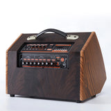 Outdoor Guitar Amplifier Set, Active Speaker With Rechargeable Wireless Microphone Set Wood 100W Bluetooth Speaker