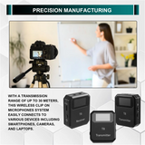 Compact 2.4G Wireless Lavalier Mic Kit, Includes Noise-Canceling Transmitter And Receiver For Enhanced Audio Clarity