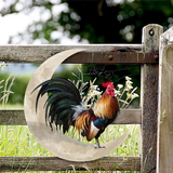 Metal Wall Hanging Sign Rooster Moon Wall Decor Wall Unique Arts For Farmhouse Home Garden Decor Durable Easy To U
