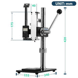HPB Manual Lever-Operated Force Test Stand 500N Push Pull Test Stand, Stroke 70mm/2.8 inches, HJJ-001 Clamp x1