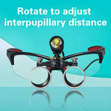 Premium Lab Magnifier with LED Headlight Optical Lab Loupes for Dentist Binocular Magnifying Glasses with Headlamp for Surgery
