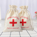 50pcs Wedding Favor Holder Bag Hangover Kit Bags for Guests Gift Red Cross Cotton Linen Pouches Festival Event Party Supplie