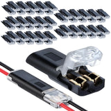 50Pcs Electric Wire Connector 2-Pin Dual-Wire Low-Voltage Quick-Connect Plug With Locking LED Light Strip Universal Compact Wire