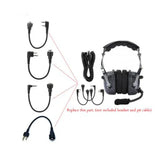 Noise Cancelling Aviation Mic Speaker PTT Microphone Headset Replacement Plug Head Cable for Baofeng Kenwood Motorola ICOM Radio
