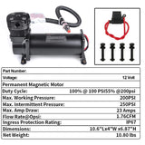 Air Ride Suspension air Compressor 12V X480C Continuous Working Cycle air Horn Suit for Trains/trucks/cars 200PSI