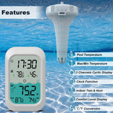MESTEK Wireless Pool Thermometer Waterproof Floating Temperature Monitor Swimming Pool Baby Baths Fish Aquariums Pond Time Clock