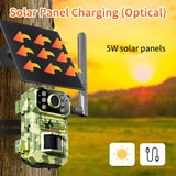 4G Solar Powered Game Trail Camera Photo Traps with Cloud Storage 5W 7800mAH 120 Degree Wide Angle for Wildlife Security