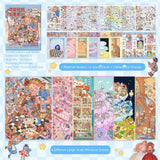 New PET Miniature Scene Collection Cartoon DIY 3D Pocket Cabin Scene Stickers Visual Stacking 3D Landscape Sticker Book