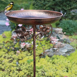 New Heavy Duty Metal Construction Double Use Outdoor Bird Bath And Feeder With Lawn Spikes Installation for Climbing Plant