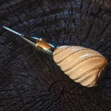 Leather Awl Set with Antler Handle & 2 Replaceable SKD11 Steel Awl Needles (French Style/Round Hole)