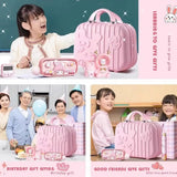 Pink Study Stationery Set Stickers Sharpener Large Capacity Suitcase Stationery Gift Pack Creative Pen Bag Notebook Students