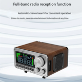 HRD-802 Full-Band Radio With Bluetooth Smart APP Control Dual Speaker System Featuring Wooden Cabinet Signal Repeater