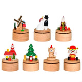 New Rotating Wooden Music Boxes Christmas Santa Gift Theme Handcrafted Melodys Home Decoration Present