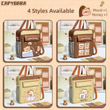 Multifunctional Capybara Crossbody Bag Multiple Pockets Large Capacity Books Bag Handbag Students